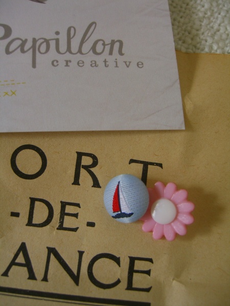 sailboat and pink daisy, modern buttons